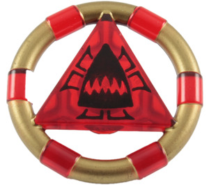 LEGO Transparent Red Treasure Ring with Gold Bands and Shark (88050)