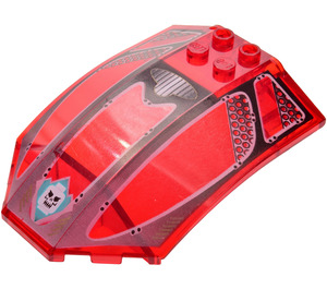 LEGO Transparent Red Windscreen 6 x 8 x 2 Curved with Ogel Skull Logo and Windows (41751 / 42342)