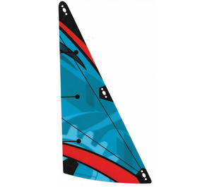 LEGO Transparent Sail with Red and Black Stripes, Blue Gear