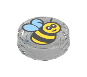 LEGO Transparent Tile x Round with Bee with Face (35380