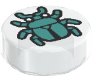 LEGO Transparent Tile 1 x 1 Round with Dark Turquoise Beetle (35380 / 109224)