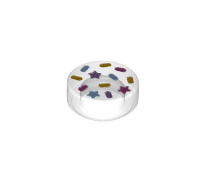 LEGO Läpinäkyvä Laatta 1 x 1 Pyöreä jossa Sprinkles (35380 / 82846)