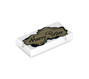 LEGO Transparent Fliese 1 x 2 mit Burnt Parchment und 'Harry Potter' mit Nut (3069 / 67381)