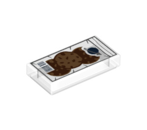 LEGO Transparent Bricka 1 x 2 med Cookies och Rymd logotyp med skåra (1462 / 3069)