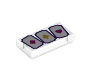 LEGO Gjennomsiktig Tile 1 x 2 med Playing Cards med Rille (3069 / 78970)