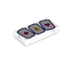 LEGO Transparent Fliese 1 x 2 mit Playing Cards mit Nut (3069 / 78970)