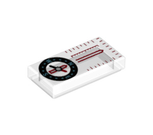 LEGO Transparent Tile 1 x 2 with Scale and Compass with Groove (3069 / 33412)