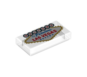 LEGO Transparent Fliese 1 x 2 mit "Welcome to fabulous Las Vegas Nevada" mit Nut (3069 / 37064)