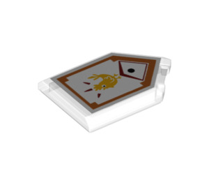 LEGO Transparent Tile 2 x 3 Pentagonal with Chicken Power Power Shield (22385 / 24579)
