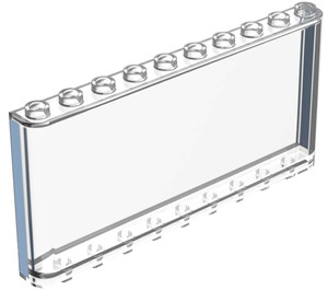 LEGO Transparent Windschutzscheibe 1 x 10 x 4 mit Bright Licht Blau Streifen (Both Ends) Aufkleber (65735)