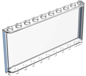 LEGO Transparent Windscreen 1 x 10 x 4 with Bright Light Blue Stripes (Both Ends) Sticker (65735)