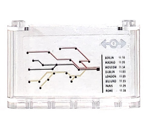 LEGO Transparent Windschutzscheibe 1 x 6 x 3 mit Zug Map und Schedule Aufkleber (64453)