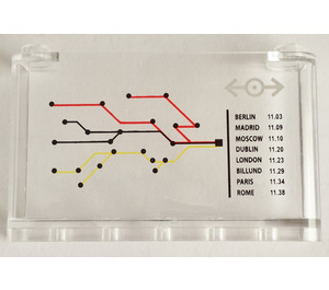 LEGO Läpinäkyvä Tuulilasi 1 x 6 x 3 jossa Juna Map ja Schedule Tarra (64453)