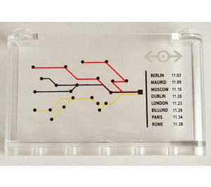 LEGO Transparent Pare-brise 1 x 6 x 3 avec Train Map et Schedule Autocollant (64453)