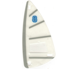 LEGO Transparent Windsurfer Sail 6 x 12 with Blue Number 8 and Gray Side Stripe Decoration