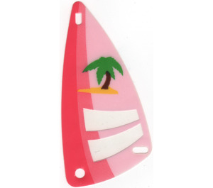 LEGO Transparant Windsurfer Zeil 6 x 12 met Palmtree Decoratie