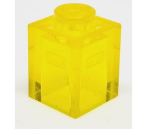 LEGO Transparent Yellow Brick 1 x 1 with Frosted Horizontal Line