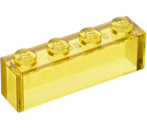 LEGO Transparent Yellow Brick 1 x 4 without Bottom Tubes (3066 / 35256)