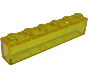 LEGO Transparent Yellow Brick 1 x 6 without Bottom Tubes (3067)