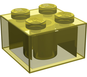 LEGO Jaune transparent Brique 2 x 2 sans supports transversaux (3003)