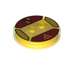 LEGO Läpinäkyvä keltainen Dimensions Stand jossa Gryffindor Emblem ja Deathly Hallows Symbol - Hermione Granger (18868 / 19981)