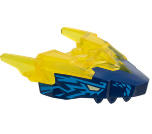 LEGO Transparent Yellow Dragon Head Upper Jaw with Dark Blue Face (102932)