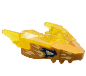 LEGO Transparent Yellow Dragon Upper Jaw Pearl Gold Face with Blue Eyes and White Lightning (82276)