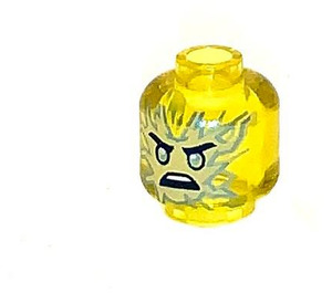 LEGO Transparent Yellow Head with Silver Angry Face (Safety Stud) (3626)