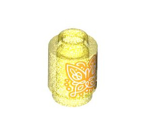 LEGO Transparent Yellow Opal Brick 1 x 1 Round with Butterfly with Open Stud (3062 / 108215)