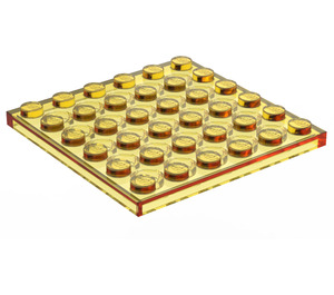 LEGO Transparent Yellow Plate 6 x 6 (3958)