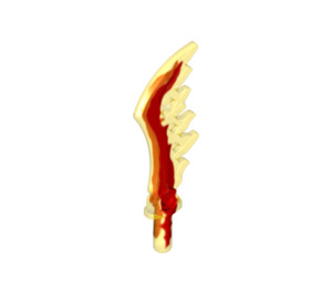 LEGO Transparent Yellow Serrated Minifig Sword with Marbled Red