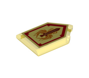 LEGO Transparent Yellow Tile 2 x 3 Pentagonal with Phoenix Blaze Power Shield (22385 / 24567)