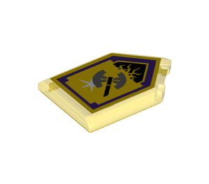 LEGO Transparent Yellow Tile 2 x 3 Pentagonal with Shining Axe Power Shield (22385 / 29083)