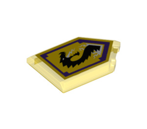 LEGO Transparant Geel Tegel 2 x 3 Pentagonal met Storm Draak Power Schild (22385 / 24580)