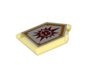 LEGO Transparentes Gelb Fliese 2 x 3 Pentagonal mit Target Blaster Power Schild (22385 / 24330)