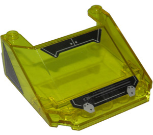 LEGO Transparent Yellow Windscreen 6 x 6 x 2 with Black Panels with Silver Lines on Front and Sides Sticker (28782)