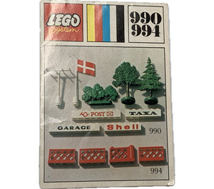 LEGO Trees and Signs (1969-versjon med trær i gammel stil og 3 klosser) 990-2 Byggeinstruksjoner