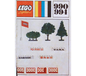 LEGO Trees and Signs (versie uit 1971 met granulaatbomen en 4 blokken) 990-1