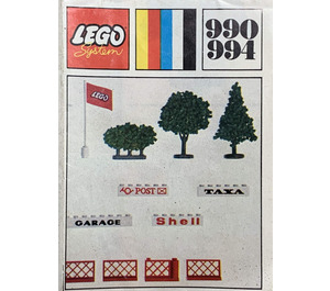 LEGO Trees and Signs (1971 version med granulerede træer og 4 klodser) 990-1 Instruktioner