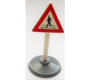LEGO Triangular Road Sign with man crossing road pattern with base Type 1