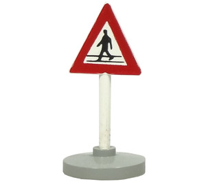 LEGO Triangular Roadsign with man crossing road pattern with base Type 2