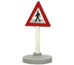 LEGO Kolmion muotoinen Roadsign jossa Mies crossing road Kuvio pohjatyypin 2 kanssa