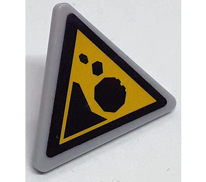 LEGO Triangular Sign with Black Falling Rocks Sticker with Split Clip (30259)