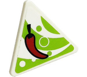 LEGO Triangular Sign with Chili Pepper Sticker with Open O Clip (65676)
