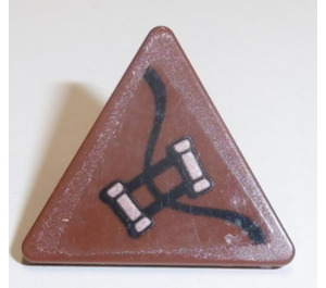 LEGO Dreieckig Sign mit Griffe, Schwarz Line (Recht) Aufkleber mit geteiltem Clip (30259)