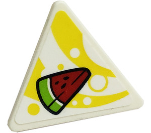 LEGO Triangular Sign with Melon Sticker with Open O Clip (65676)