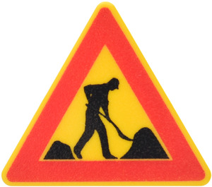 LEGO Triangulaire Sign avec "Men at Work" avec clip fendu (30259)