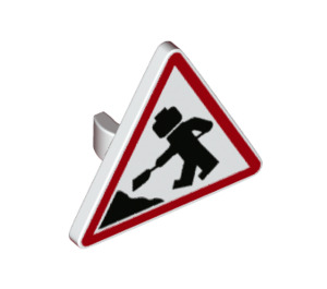 LEGO Dreieckig Sign mit Minifigure digging mit offenem O-Clip (30259 / 78290)