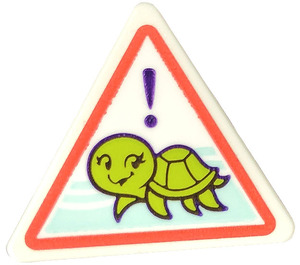 LEGO Dreieckig Sign mit Schildkröte Aufkleber mit geteiltem Clip (30259)