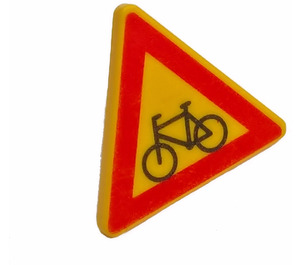 LEGO Driehoekig Sign met Warning Cycle sign met splitclip (30259)